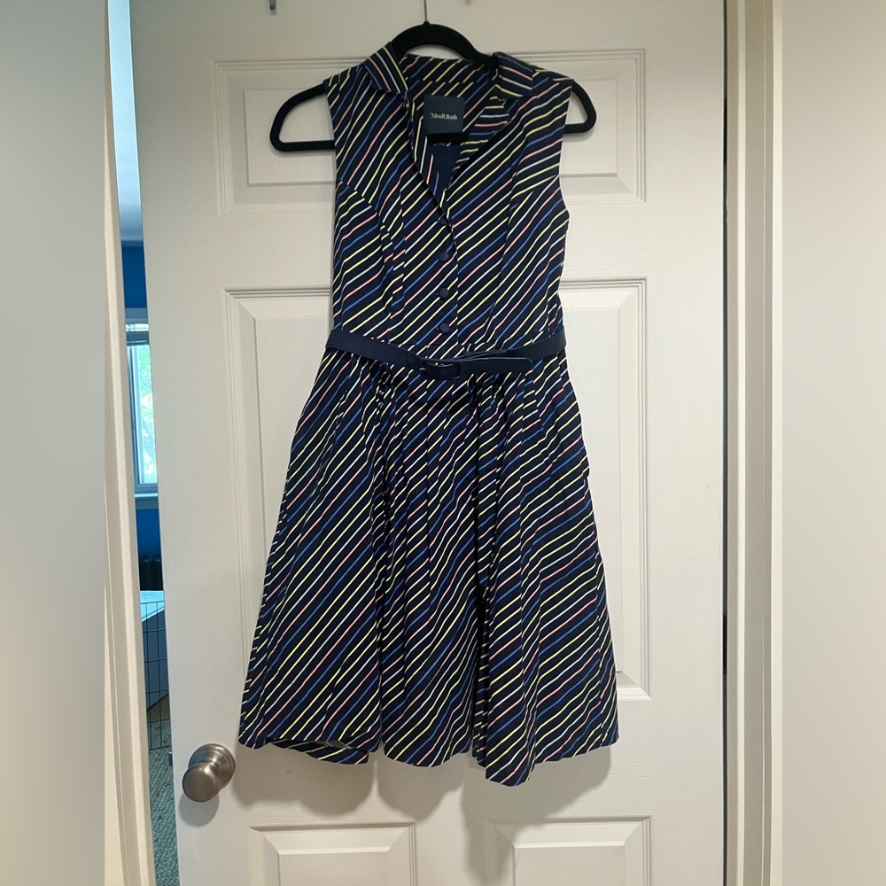 ModCloth Collared Shirtdress with Pastel Stripes and Pockets